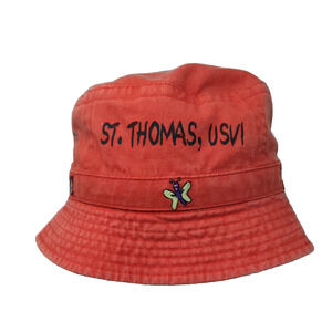 St. Thomas USVI Bucket Hat Red 55 (XL) Embroidered Lightweight Royal Headwear